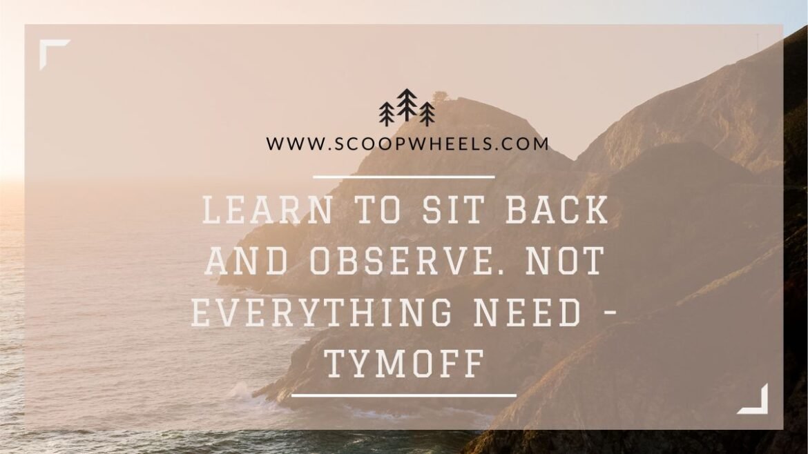 learn to sit back and observe. not everything need - tymoff